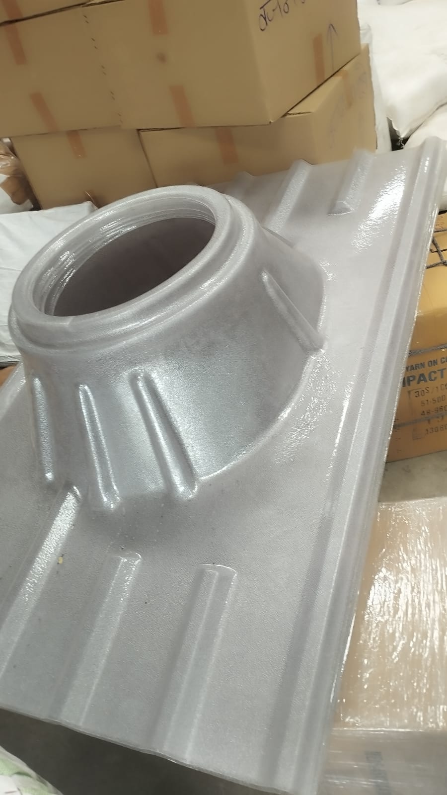 Polycarbonate ventilator base close-up showing moulded profile and mounting ring.