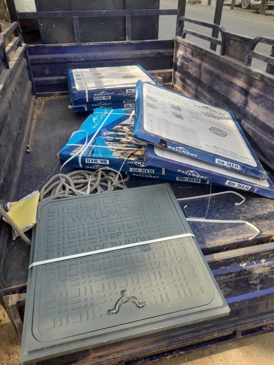 FRP manhole covers with frames – packaged and loose units.