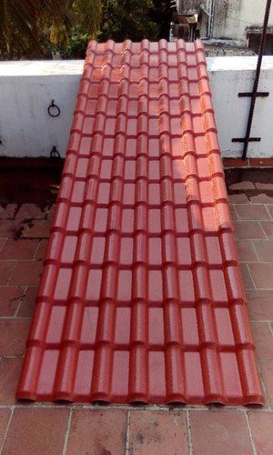 Installed terracotta UPVC tiled roof sheet panel on terrace/roof.